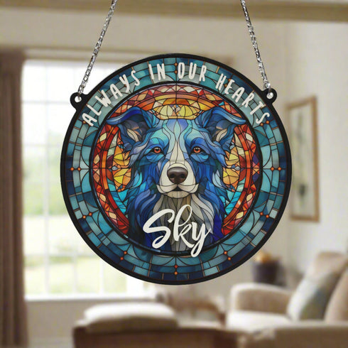 Border Collie Memorial Stained Glass Effect Suncatcher
